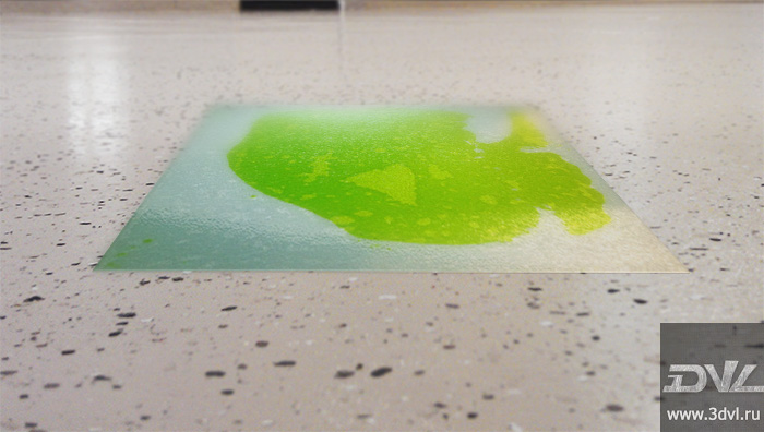Фото живой плитки (liquid floor) салатового цвета размером 500х500 мм.